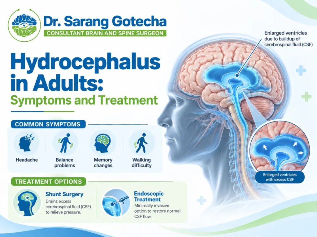 Hydrocephalus in adults showing enlarged brain ventricles